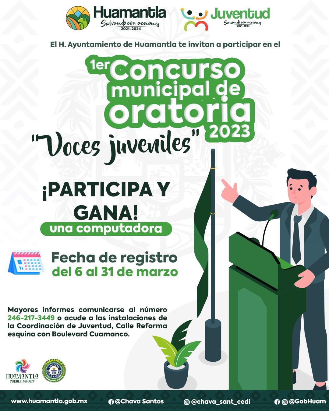 Convoca Ayuntamiento de Huamantla a los jóvenes a participar en concurso de oratoria 'Voces Juveniles 2023'